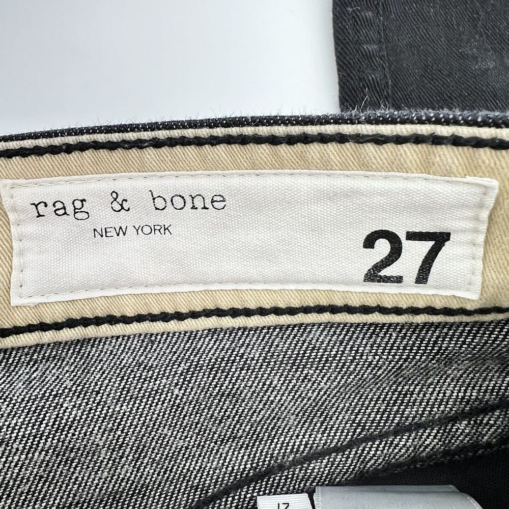 Rag & Bone Maya High Rise Ankle Slim Worn Black Button Fly Jeans Size 27 - Picture 3 of 6